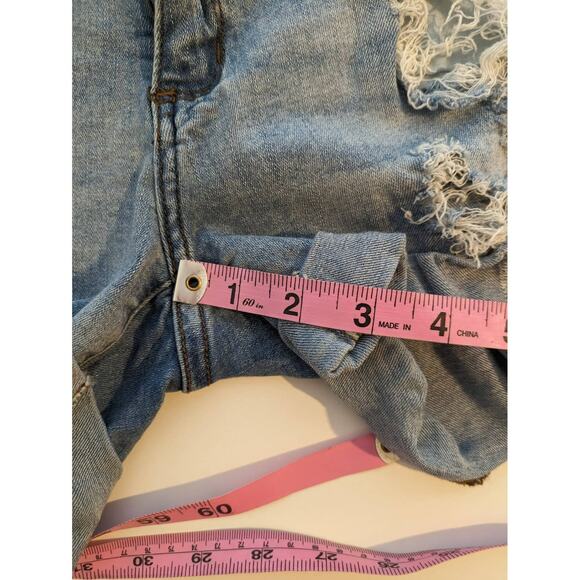 Kancan Jean Shorts Denim Distressed Spring Summer Grunge Boho Light Blue Size 28 - Picture 10 of 10